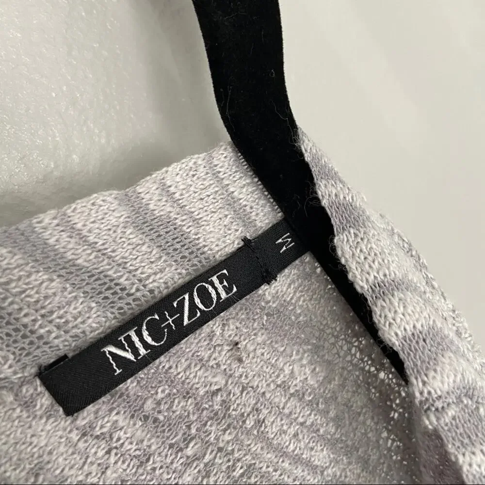 NIC+ZOE Lace It Back Gray Cotton Cardigan Medium